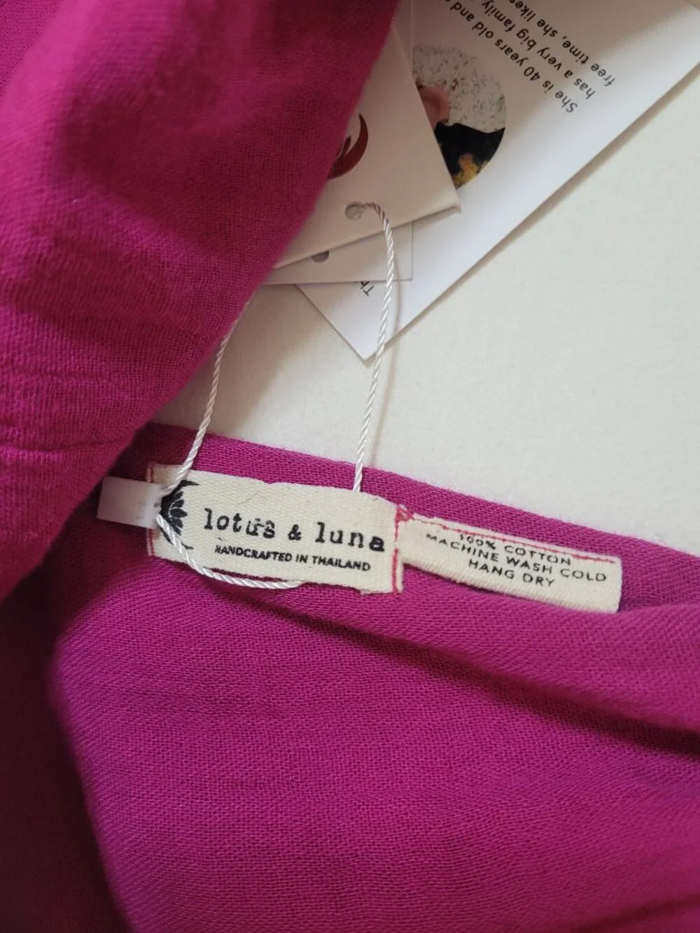 Lotus & Luna Cruisin Crop Top Viva Magenta Cotton Gauze Boho Top Large Coastal - Picture 5 of 9